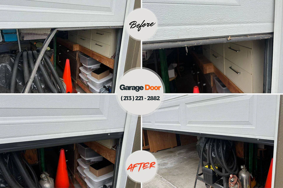 Before and after: garage door repair Columbus, KS